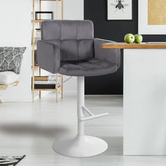 Barhocker Los Angeles Samt wei� - dunkelgrau