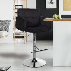 Barhocker Los Angeles Samt chrom - schwarz