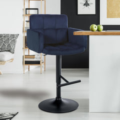 Barhocker Los Angeles Samt schwarz - blau