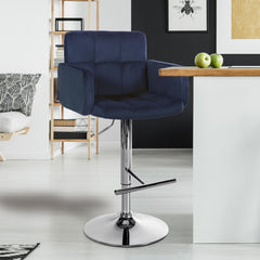 Barhocker Los Angeles Samt chrom - blau