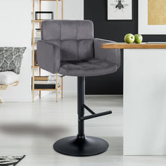Barhocker Los Angeles Samt schwarz - dunkelgrau