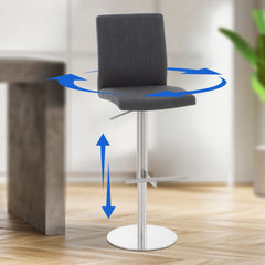 Barhocker Cadiz Stoff edelstahl - dunkelgrau
