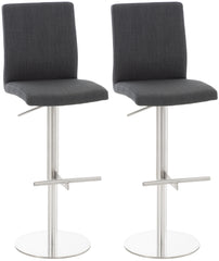 2er Set Barhocker Cadiz Stoff edelstahl - dunkelgrau