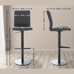 2er Set Barhocker Cadiz Stoff schwarz - dunkelgrau