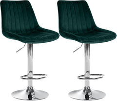 2er Set Barhocker Toni Samt chrom - gr�n