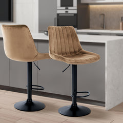 Barhocker Toni Samt schwarz - braun