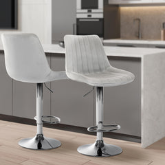 Barhocker Toni Samt chrom - grau