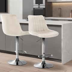 Barhocker Toni Samt chrom - creme