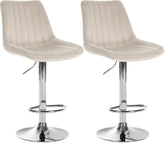 Set di 2 sgabelli da bar Toni in velluto crema con design moderno e comfort ottimale per la tua cucina o soggiorno.