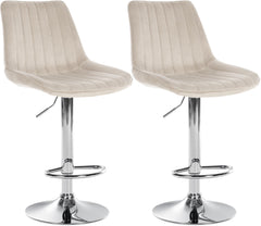 2er Set Barhocker Toni Samt chrom - creme