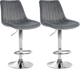 Set di 2 sgabelli da bar Toni in velluto grigio scuro con design elegante e comfort ottimale per la tua cucina o il tuo bar.
