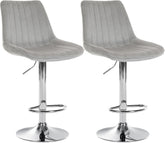 Set di 2 sgabelli da bar Toni in velluto grigio con struttura cromata, design elegante e comfort ottimale per ogni ambiente.