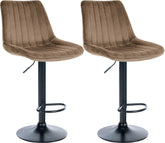 Set di 2 sgabelli da bar Toni in velluto nero e marrone, design elegante e comfort ottimale per ogni ambiente.