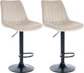 Set di 2 sgabelli da bar Toni in velluto nero e crema, eleganti e confortevoli per ogni ambiente.