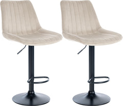 2er Set Barhocker Toni Samt schwarz - creme