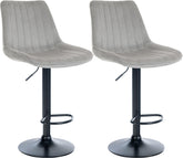 Set di 2 sgabelli da bar Toni in velluto nero e grigio, design elegante e comfort ottimale per la tua casa.