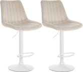 Set di 2 sgabelli da bar Toni in velluto crema, design elegante e comfort ottimale per la tua cucina o il tuo bar.