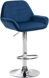 Barhocker Braga Samt chrom - blau