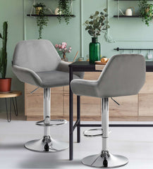 Barhocker Braga Samt chrom - grau