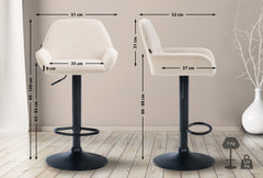 Barhocker Braga Samt schwarz - creme