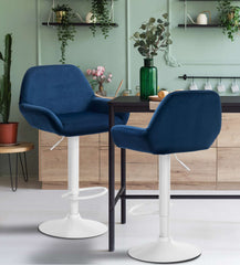Barhocker Braga Samt wei� - blau