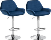 2er Set Barhocker Braga Samt chrom - blau