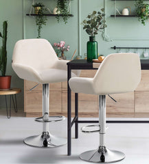 2er Set Barhocker Braga Samt chrom - creme