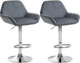 2er Set Barhocker Braga Samt chrom - dunkelgrau