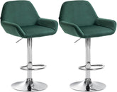 2er Set Barhocker Braga Samt chrom - dunkelgr�n