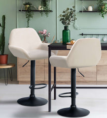 2er Set Barhocker Braga Samt schwarz - creme