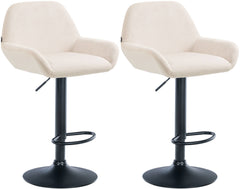 2er Set Barhocker Braga Samt schwarz - creme