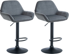 2er Set Barhocker Braga Samt schwarz - dunkelgrau