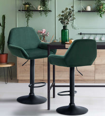 2er Set Barhocker Braga Samt schwarz - dunkelgr�n