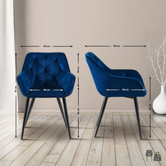 Besucherstuhl Cassis Samt - blau