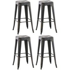 4er Set Barhocker Joshua antik - schwarz-gold