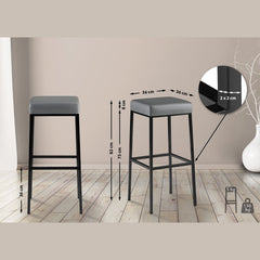 2er Set Barhocker Montreal 85 Kunstleder schwarz - grau