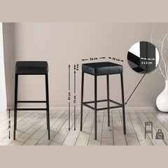 2er Set Barhocker Montreal 85 Kunstleder schwarz - schwarz