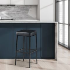 2er Set Barhocker Montreal 85 Kunstleder schwarz - schwarz