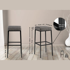 2er Set Barhocker Montreal 85 Stoff schwarz - grau