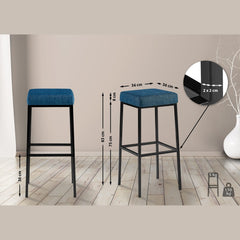 2er Set Barhocker Montreal 80 Stoff schwarz - blau