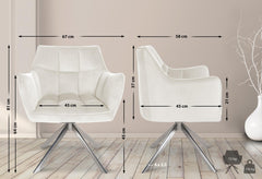 Esszimmerstuhl Swing Samt edelstahl - creme