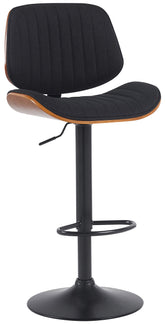 Barhocker Clawson Stoff schwarz - walnuss/schwarz