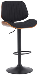 Barhocker Clawson Stoff schwarz - walnuss/schwarz