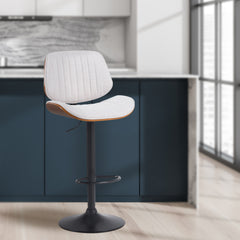 Barhocker Clawson Stoff schwarz - walnuss/creme
