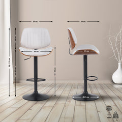 Barhocker Clawson Stoff schwarz - walnuss/creme