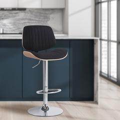 Barhocker Clawson Stoff chrom - natura/schwarz