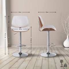 Barhocker Clawson Stoff chrom - walnuss/creme