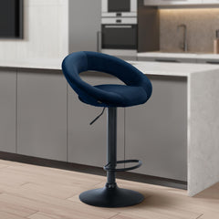 Barhocker Olinda Samt schwarz - blau