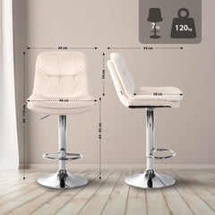 Barhocker Laurel Samt chrom - creme