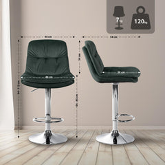 Barhocker Laurel Samt chrom - dunkelgr�n
